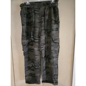 Sanctuary Standard Surplus Linen Camo Cargo Pants Womens Size 32 Drawstring